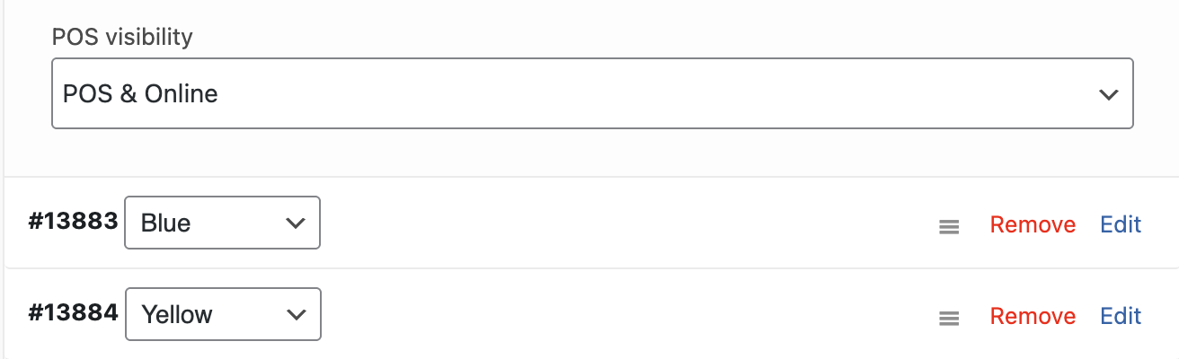 POS Visibility settings for individual variations